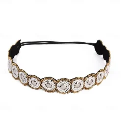 1 Pieces Rhinestone Beaded Elastic Headband Jewel Headbands Pearl Hair Band Crystal Beaded Women Head Wrap Lady Girls Hair Jewelry Accessories
