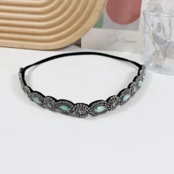 1 Pieces Rhinestone Beaded Elastic Headband Jewel Headbands Pearl Hair Band Crystal Beaded Women Head Wrap Lady Girls Hair Jewelry Accessories