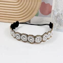 1 Pieces Rhinestone Beaded Elastic Headband Jewel Headbands Pearl Hair Band Crystal Beaded Women Head Wrap Lady Girls Hair Jewelry Accessories