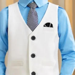 3 Pieces Ring Bearer Suit Boys Kids Suit Formal Suit Suit & Blazer Clothing Set Party Fashion Basic Gentle Solid Color Black White Polyester