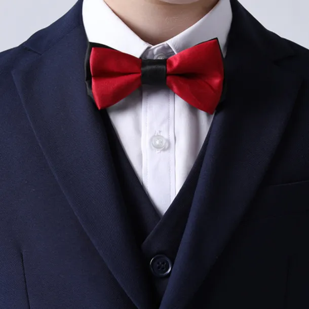 4 Pieces Ring Bearer Suit Boys Kids Suit & Blazer Blazer & Vest & Pants & Shirt & Tie Formal Set Clothing Set Party Special Occasion Birthday Fashion Gentle Solid Color Black Dusty Blue Spandex
