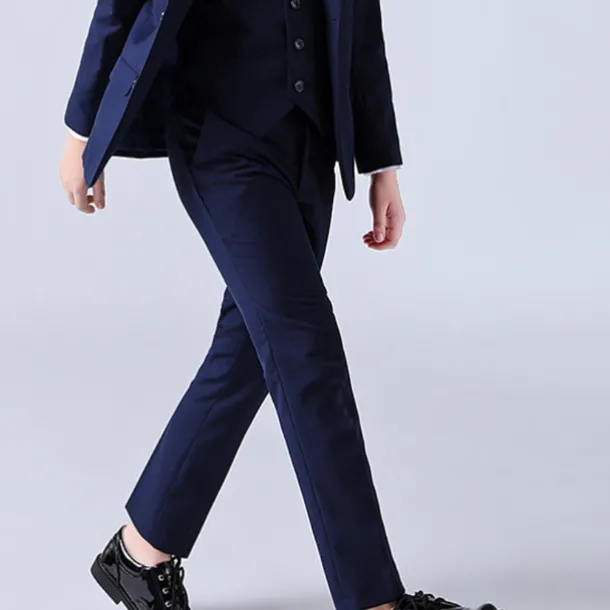 4 Pieces Ring Bearer Suit Boys Kids Suit & Blazer Blazer & Vest & Pants & Shirt & Tie Formal Set Clothing Set Party Special Occasion Birthday Fashion Gentle Solid Color Black Dusty Blue Spandex