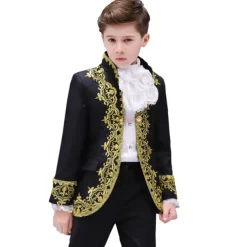 3 Pieces Ring Bearer Suit Boys Kids Suit Formal Suit Suit & Blazer Clothing Set Party Special Occasion Vintage Cool Formal Graphic Jacquard Black White Red Polyester