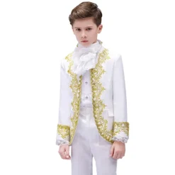 3 Pieces Ring Bearer Suit Boys Kids Suit Formal Suit Suit & Blazer Clothing Set Party Special Occasion Vintage Cool Formal Graphic Jacquard Black White Red Polyester