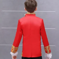 3 Pieces Ring Bearer Suit Boys Kids Suit Formal Suit Suit & Blazer Clothing Set Party Special Occasion Vintage Cool Formal Graphic Jacquard Black White Red Polyester