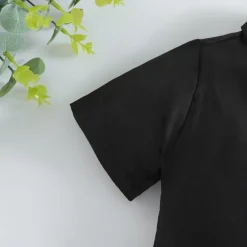 3 Pieces Ring Bearer Suit Boys Kids Toddler Shirt & Shorts School Formal Party Cool Basic Casual Stripe Striped V Neck Black Cotton