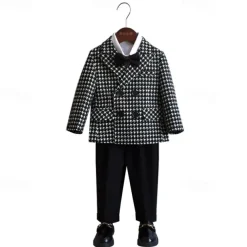 3 Pieces Ring Bearer Suit Boys Kids Suit Formal Suit Suit & Blazer Shirt & Pants Clothing Set School Formal Vacation Cool Basic Formal Color Block Black Cotton