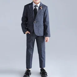 4 Pieces Ring Bearer Suit Boys Kids Suit Formal Suit Blazer & Pants Formal Party Valentines Fashion Cool Solid Color Pocket Red Blue Green Polyester