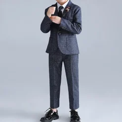 4 Pieces Ring Bearer Suit Boys Kids Suit Formal Suit Blazer & Pants Formal Party Valentines Fashion Cool Solid Color Pocket Red Blue Green Polyester