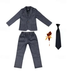 4 Pieces Ring Bearer Suit Boys Kids Suit Formal Suit Blazer & Pants Formal Party Valentines Fashion Cool Solid Color Pocket Red Blue Green Polyester
