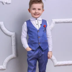 3 Pieces Ring Bearer Suit Boys Kids Suit Formal Suit Suit & Blazer Clothing Set School Formal Home Cool Gentle Plaid Print Black Wine Red Cotton
