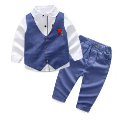 3 Pieces Ring Bearer Suit Boys Kids Suit Formal Suit Suit & Blazer Clothing Set School Formal Home Cool Gentle Plaid Print Black Wine Red Cotton