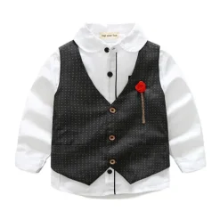 3 Pieces Ring Bearer Suit Boys Kids Suit Formal Suit Suit & Blazer Clothing Set School Formal Home Cool Gentle Plaid Print Black Wine Red Cotton