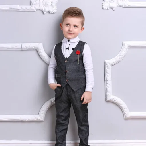 3 Pieces Ring Bearer Suit Boys Kids Suit Formal Suit Suit & Blazer Clothing Set School Formal Home Cool Gentle Plaid Print Black Wine Red Cotton