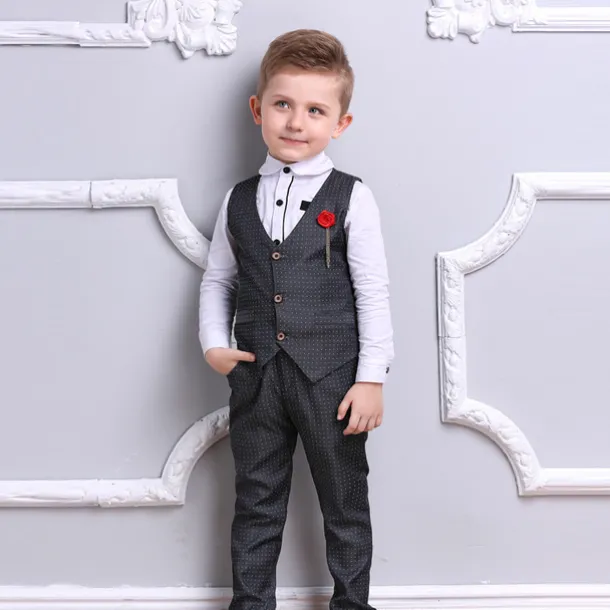 3 Pieces Ring Bearer Suit Boys Kids Suit Formal Suit Suit & Blazer Clothing Set School Formal Home Cool Gentle Plaid Print Black Wine Red Cotton