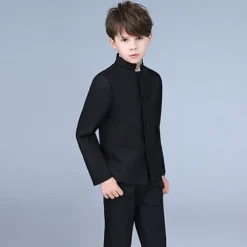 2 Pieces Ring Bearer Suit Boys Kids Pants Set Formal Set Party Date Cool Formal Solid Color Black White Polyester