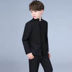 2 Pieces Ring Bearer Suit Boys Kids Pants Set Formal Set Party Date Cool Formal Solid Color Black White Polyester