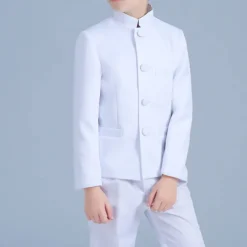 2 Pieces Ring Bearer Suit Boys Kids Pants Set Formal Set Party Date Cool Formal Solid Color Black White Polyester