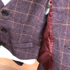 3 Pieces Ring Bearer Suit Boys Kids Suit Formal Suit Suit & Blazer Clothing Set Anniversary Party Street Cool Formal Plaid Navy Blue Purple Gray Cotton