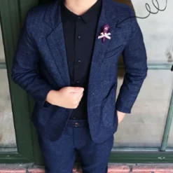 2 Pieces Ring Bearer Suit Boys Kids Suit Formal Suit Suit & Blazer Clothing Set School Formal Outdoor Fashion Cool Gentle Solid Color Wine Dusty Blue Green Cotton