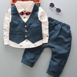 3 Pieces Ring Bearer Suit Boys Kids Suit Formal Suit Suit & Blazer Clothing Set Outdoor Active Cool Graphic Polka Dot Print Bow Red Blue Cotton