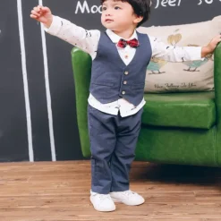 3 Pieces Ring Bearer Suit Boys Kids Suit Formal Suit Suit & Blazer Clothing Set Outdoor Active Cool Graphic Polka Dot Print Bow Red Blue Cotton