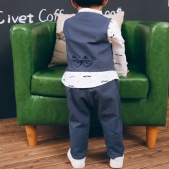 3 Pieces Ring Bearer Suit Boys Kids Suit Formal Suit Suit & Blazer Clothing Set Outdoor Active Cool Graphic Polka Dot Print Bow Red Blue Cotton