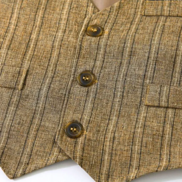 3 Pieces Ring Bearer Suit Boys Kids Suit Formal Suit Shirt & Pants Tank & Pants Clothing Set School Formal Vacation Fashion Basic Formal Stripe Patchwork Blue Khaki Gray Cotton