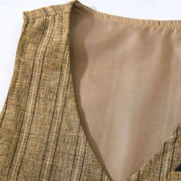 3 Pieces Ring Bearer Suit Boys Kids Suit Formal Suit Shirt & Pants Tank & Pants Clothing Set School Formal Vacation Fashion Basic Formal Stripe Patchwork Blue Khaki Gray Cotton