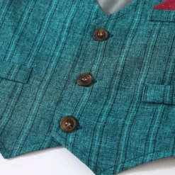 3 Pieces Ring Bearer Suit Boys Kids Suit Formal Suit Shirt & Pants Tank & Pants Clothing Set School Formal Vacation Fashion Basic Formal Stripe Patchwork Blue Khaki Gray Cotton