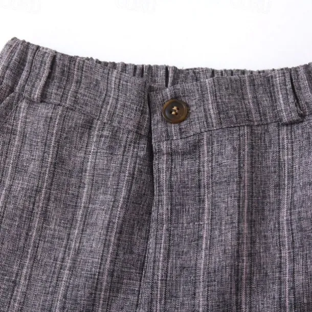 3 Pieces Ring Bearer Suit Boys Kids Suit Formal Suit Shirt & Pants Tank & Pants Clothing Set School Formal Vacation Fashion Basic Formal Stripe Patchwork Blue Khaki Gray Cotton