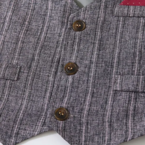 3 Pieces Ring Bearer Suit Boys Kids Suit Formal Suit Shirt & Pants Tank & Pants Clothing Set School Formal Vacation Fashion Basic Formal Stripe Patchwork Blue Khaki Gray Cotton