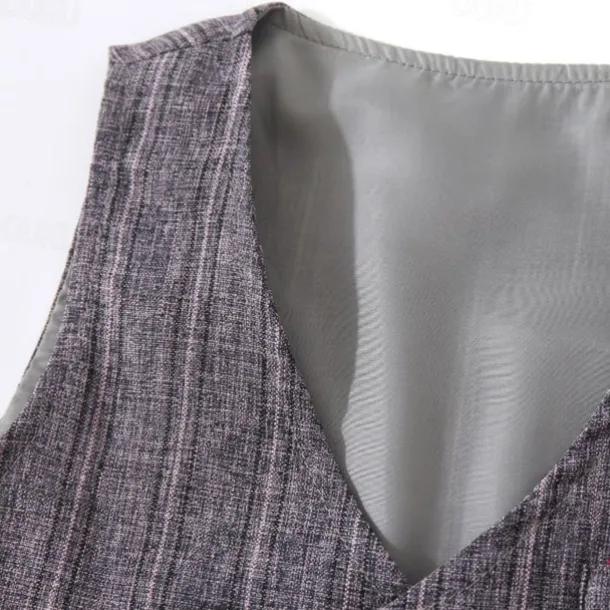 3 Pieces Ring Bearer Suit Boys Kids Suit Formal Suit Shirt & Pants Tank & Pants Clothing Set School Formal Vacation Fashion Basic Formal Stripe Patchwork Blue Khaki Gray Cotton