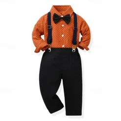 2 Pieces Ring Bearer Suit Boys Kids Shirt & Pants Formal Fashion Solid Color Graphic Buttons Yellow Orange Green Cotton