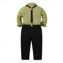 2 Pieces Ring Bearer Suit Boys Kids Shirt & Pants Formal Fashion Solid Color Graphic Buttons Yellow Orange Green Cotton