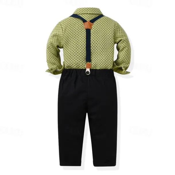 2 Pieces Ring Bearer Suit Boys Kids Shirt & Pants Formal Fashion Solid Color Graphic Buttons Yellow Orange Green Cotton