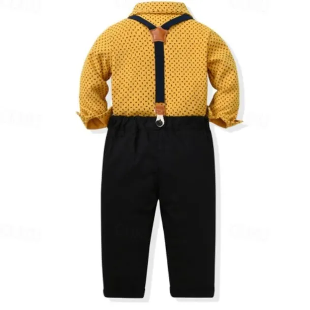 2 Pieces Ring Bearer Suit Boys Kids Shirt & Pants Formal Fashion Solid Color Graphic Buttons Yellow Orange Green Cotton