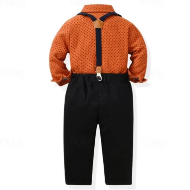 2 Pieces Ring Bearer Suit Boys Kids Shirt & Pants Formal Fashion Solid Color Graphic Buttons Yellow Orange Green Cotton