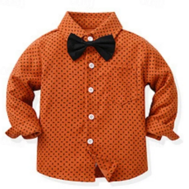 2 Pieces Ring Bearer Suit Boys Kids Shirt & Pants Formal Fashion Solid Color Graphic Buttons Yellow Orange Green Cotton