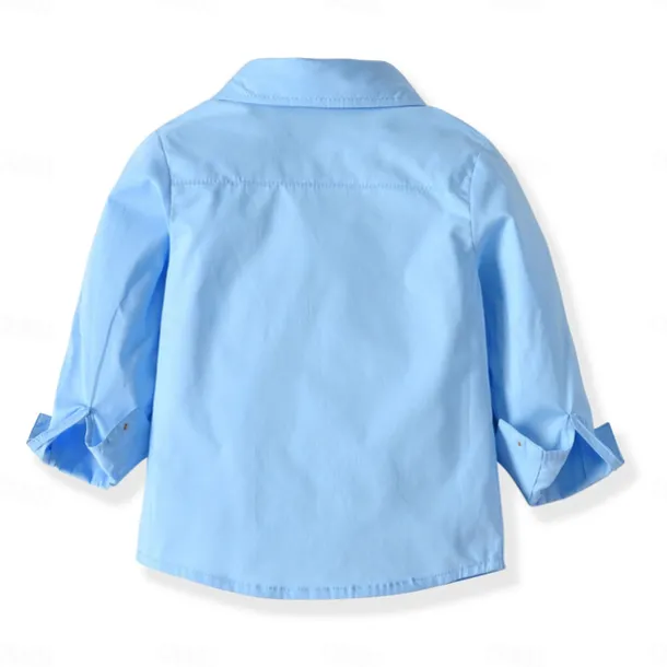 4 Pieces Ring Bearer Suit Boys Kids Suit Formal Suit Suit & Blazer Formal Party Fashion Solid Color Buttons Pocket Sky Blue Cotton