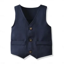 4 Pieces Ring Bearer Suit Boys Kids Suit Formal Suit Suit & Blazer Formal Party Fashion Solid Color Buttons Pocket Sky Blue Cotton