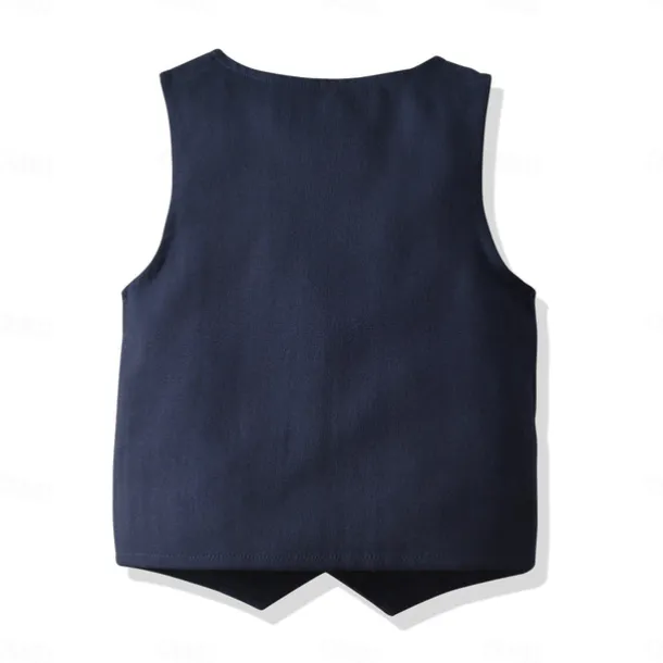 4 Pieces Ring Bearer Suit Boys Kids Suit Formal Suit Suit & Blazer Formal Party Fashion Solid Color Buttons Pocket Sky Blue Cotton