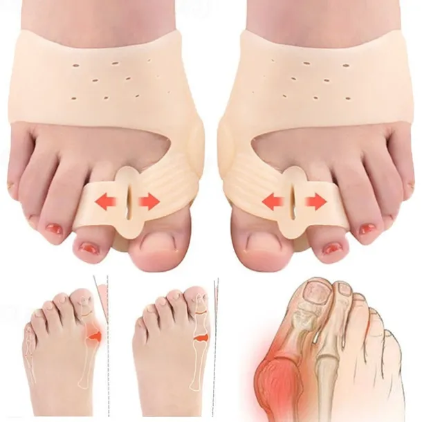 2 Pieces Silicone Gel Toes Separator Hallux Valgus Corrector Bunion Bone Ectropion Adjuster Toes Outer Foot Care