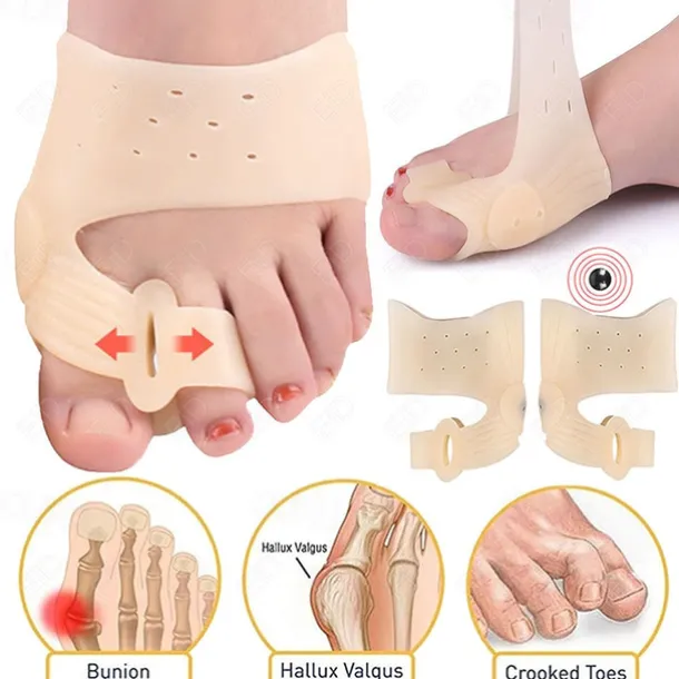 2 Pieces Silicone Gel Toes Separator Hallux Valgus Corrector Bunion Bone Ectropion Adjuster Toes Outer Foot Care