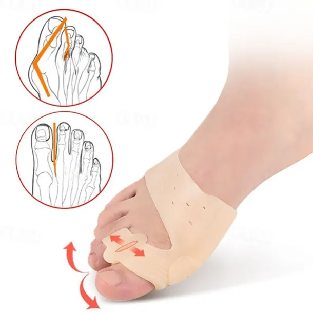 2 Pieces Silicone Gel Toes Separator Hallux Valgus Corrector Bunion Bone Ectropion Adjuster Toes Outer Foot Care