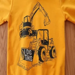 2 Pieces Toddler Boys Hoodie & Sweatpants Set Outfit Car Long Sleeve V Neck Cotton Set School Fashion Daily Spring Fall 3-7 Years Yellow