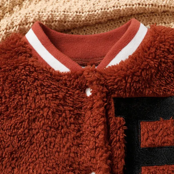 2 Pieces Toddler Boys Hoodie & Sweatpants Set Outfit Letter Long Sleeve Patchwork Set School Fashion Daily Fall Winter 4-7 Years Brown