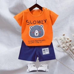 2 Pieces Toddler Boys T-shirt & Shorts Outfit Animal Cartoon Bear Short Sleeve Cotton Set Outdoor Neutral Daily Basic Summer Spring 3-7 Years Short set 30-RABBIT rabbit. Short set 35-Happy Niu Niu