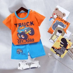 2 Pieces Toddler Boys T-shirt & Shorts Outfit Animal Cartoon Bear Short Sleeve Cotton Set Outdoor Neutral Daily Basic Summer Spring 3-7 Years Short set 30-RABBIT rabbit. Short set 35-Happy Niu Niu