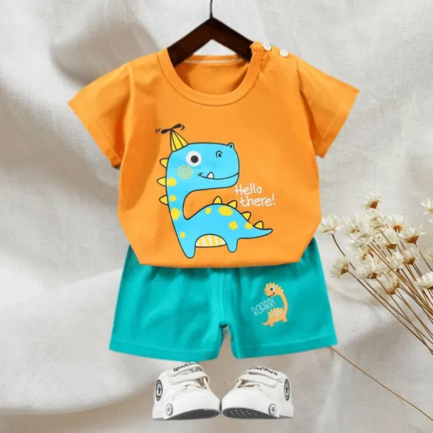 2 Pieces Toddler Boys T-shirt & Shorts Outfit Animal Cartoon Bear Short Sleeve Cotton Set Outdoor Neutral Daily Basic Summer Spring 3-7 Years Short set 30-RABBIT rabbit. Short set 35-Happy Niu Niu